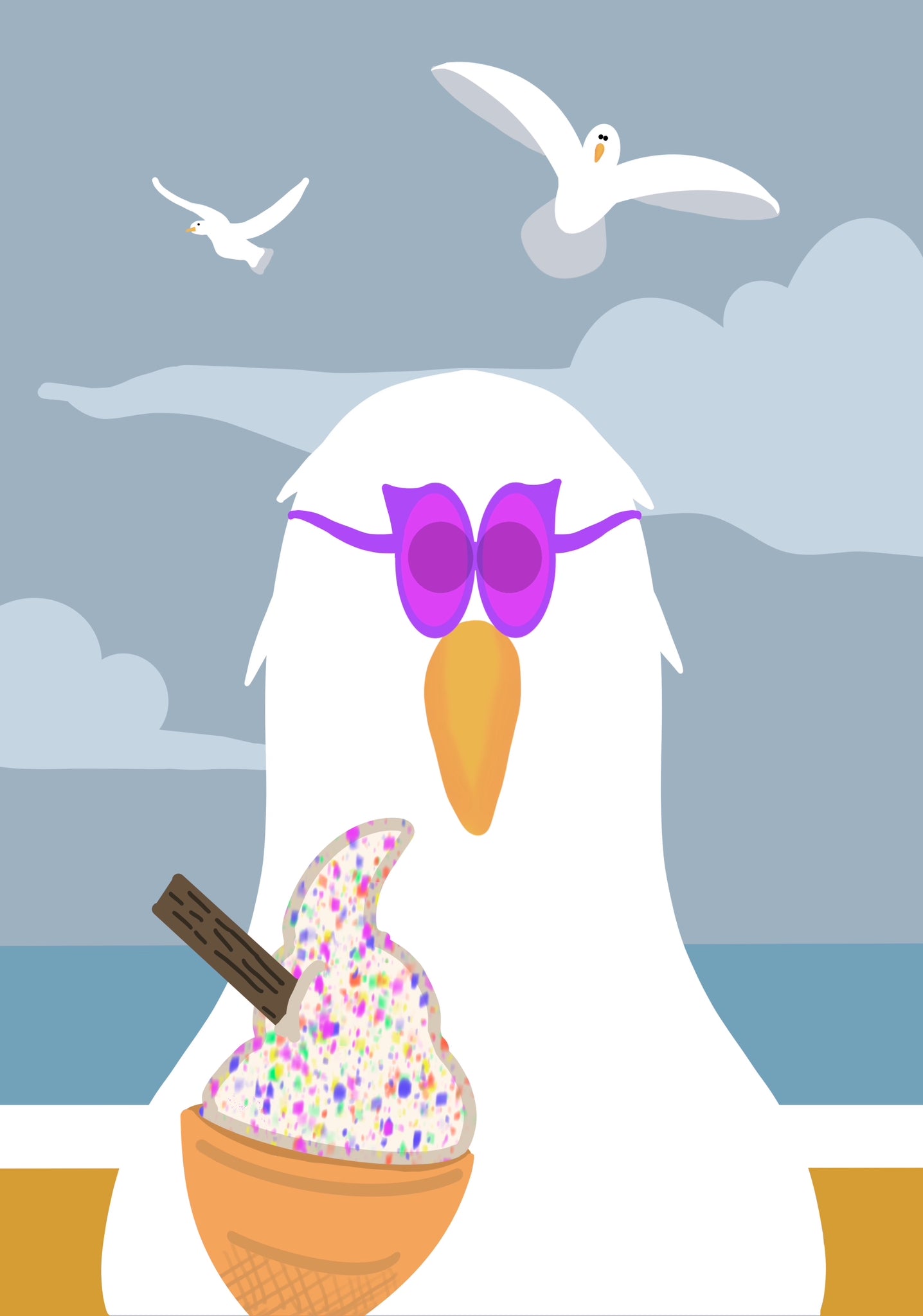 Sprinkle Gull Handmade A5 Greetings Card