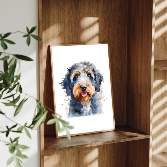 Bernedoodle A4 Art Print – Fluffy & Friendly Dog Wall Art