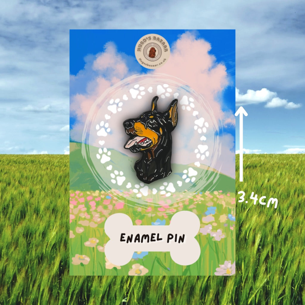 Doberman Enamel Pin Badge Gift – Dog Breed Jewellery Pet Lover Accessory Badge