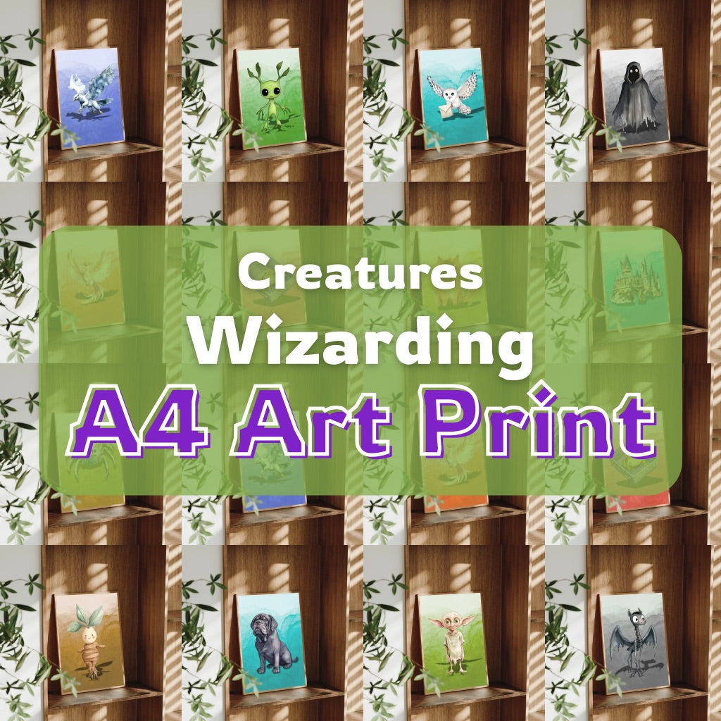 A4 Magical Creature Prints – Fantasy Wall Art – Gift for Magic Fans