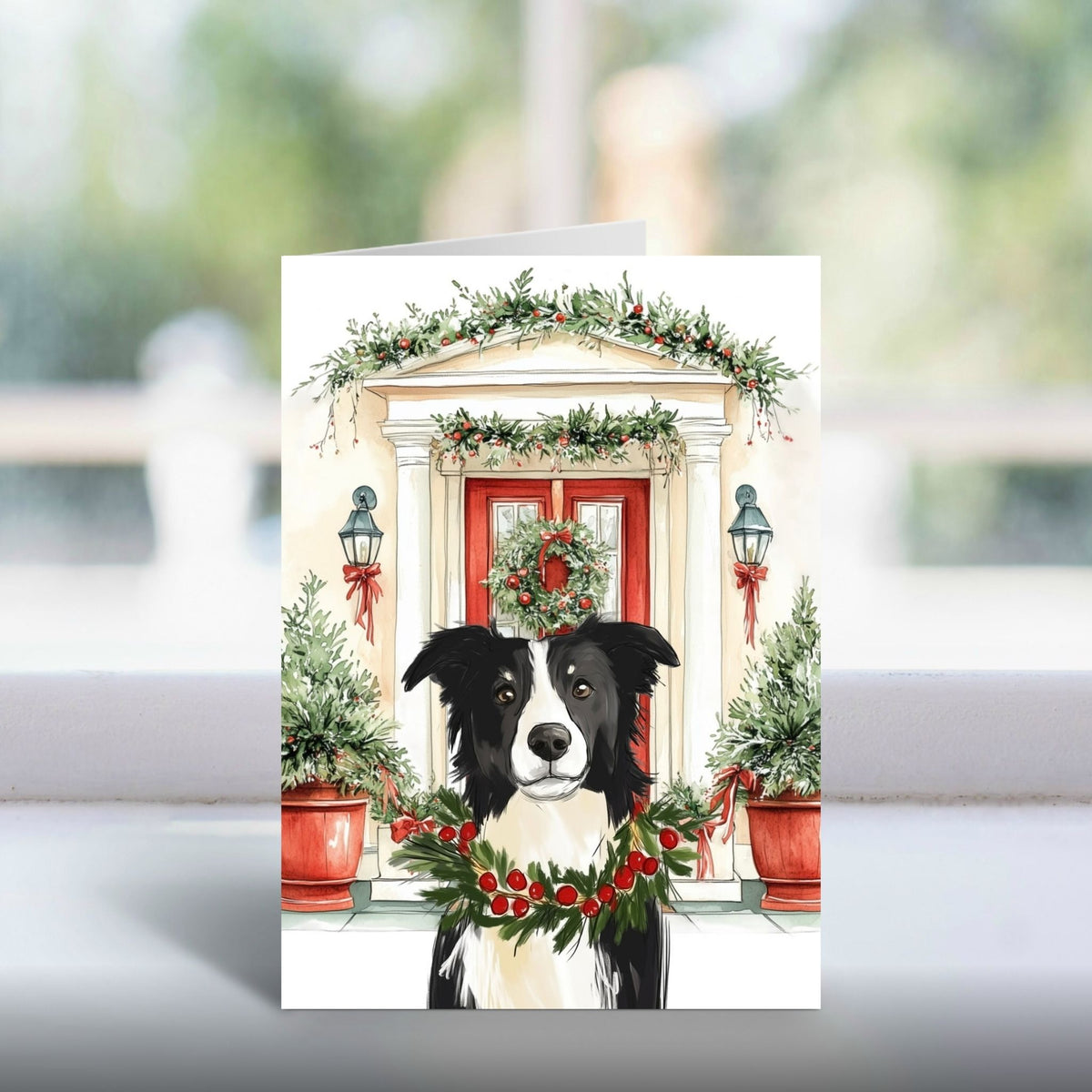 Paws at the Doors Christmas Card | Merry Christmas Greeting | Cute Dog Lover Card