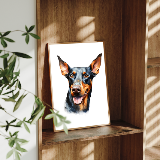 Doberman Art Print – Elegant Dog Wall Art – Gift for Doberman Lovers