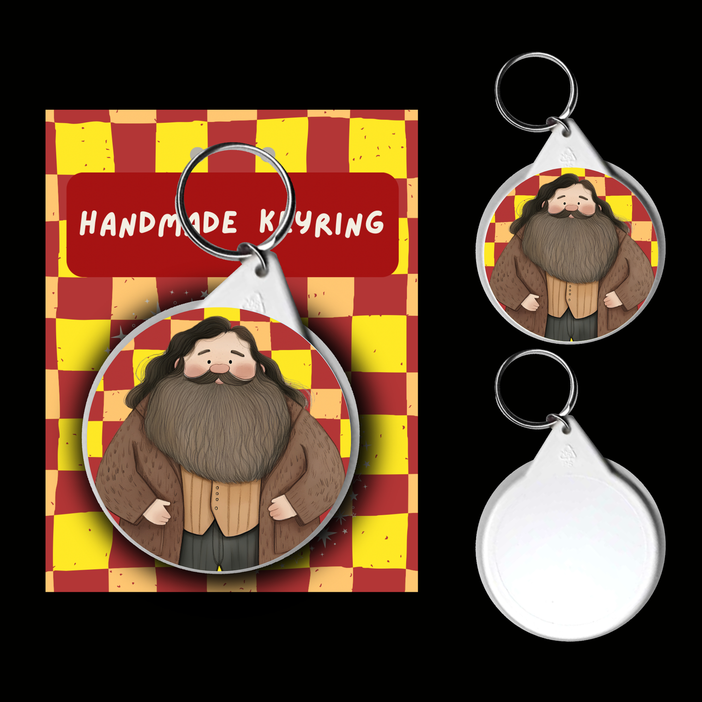 Character Keyrings Brave & Bold– Watercolour Fantasy Collection (Red & Gold Theme)