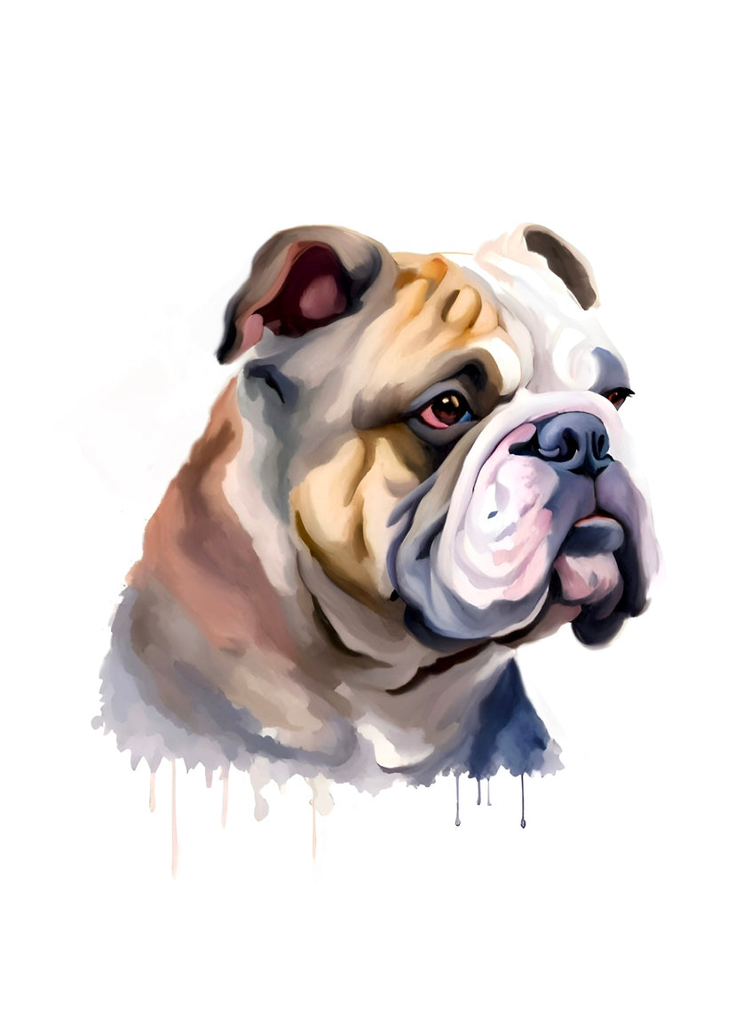 English Bulldog A4 Art Print – Laid-Back & Lovable Dog Wall Art