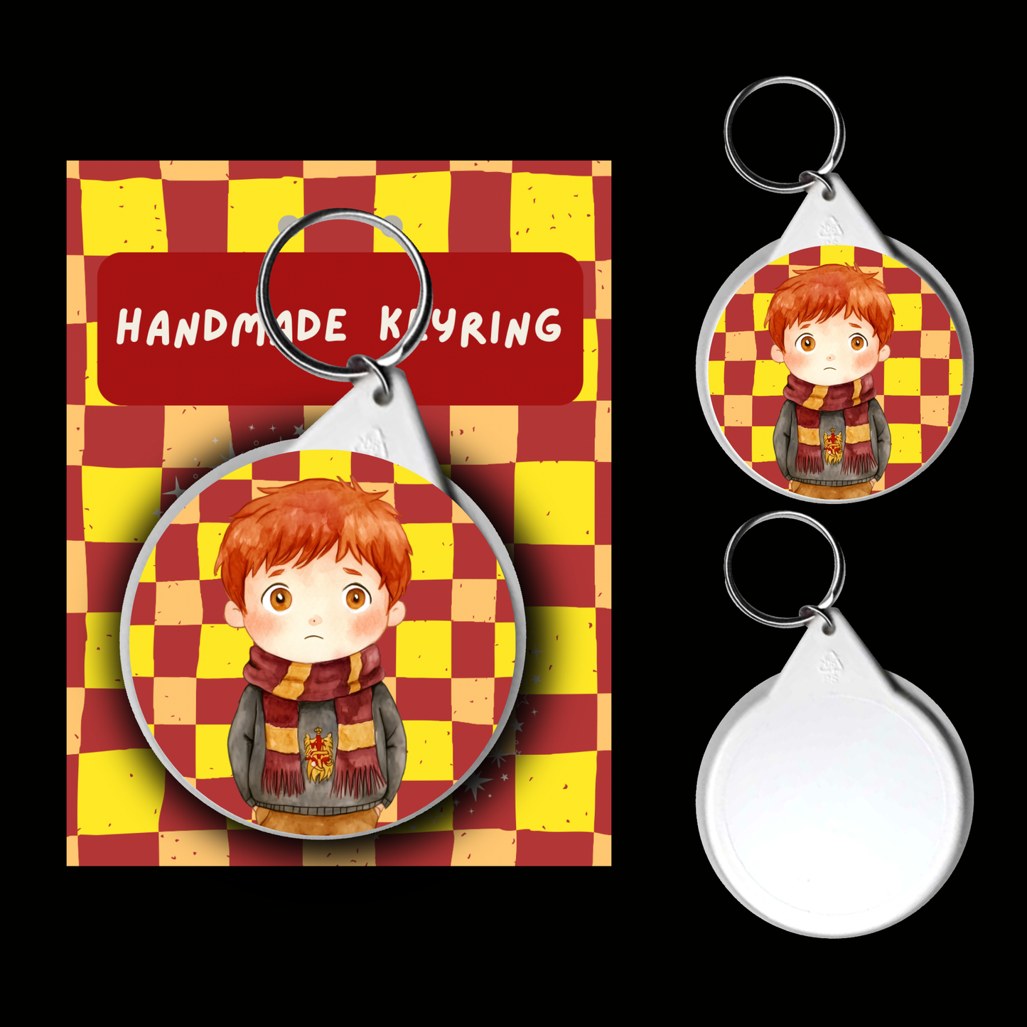 Character Keyrings Brave & Bold– Watercolour Fantasy Collection (Red & Gold Theme)