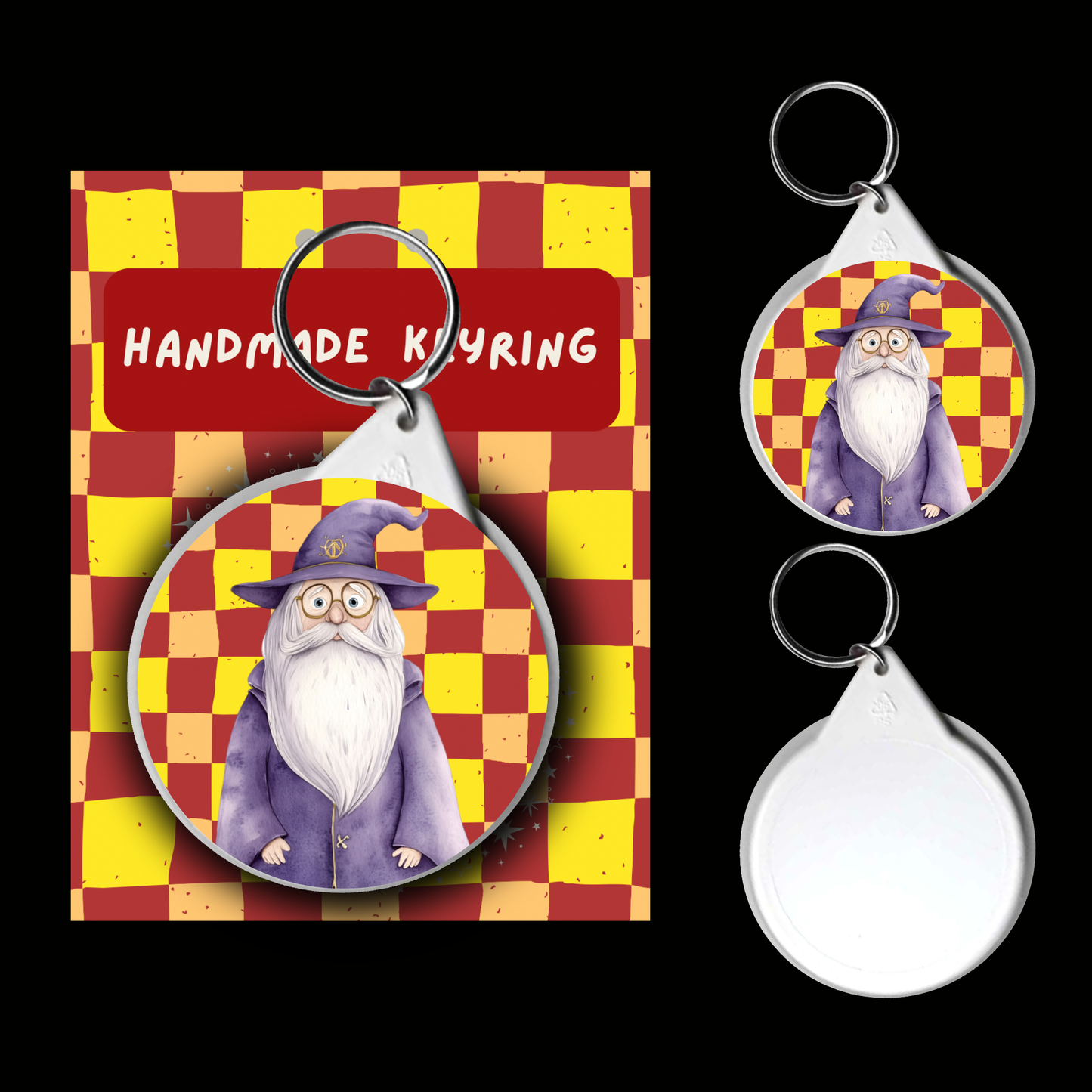 Character Keyrings Brave & Bold– Watercolour Fantasy Collection (Red & Gold Theme)