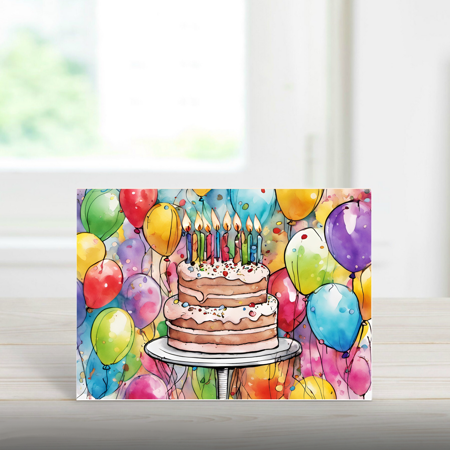 Cake & Balloons A5 Greetings Card