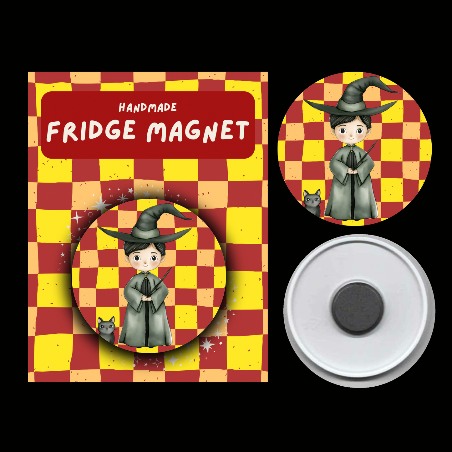 Character Fridge Magnets Brave & Bold – Watercolour Fantasy Collection (Red & Gold Theme)