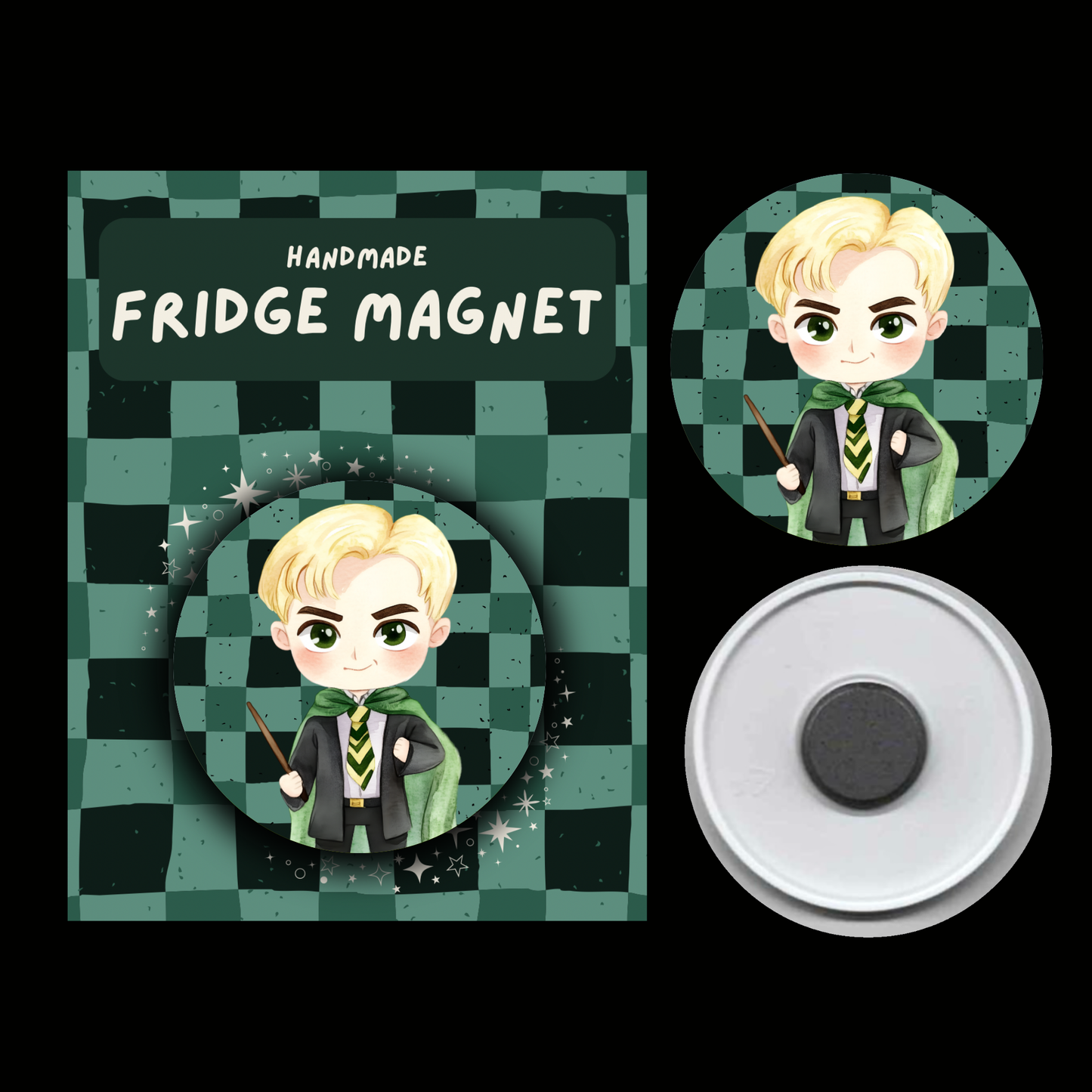 Character Fridge Magnets Cunning & Ambitious – Watercolour Fantasy Collection (Green & Black Theme)
