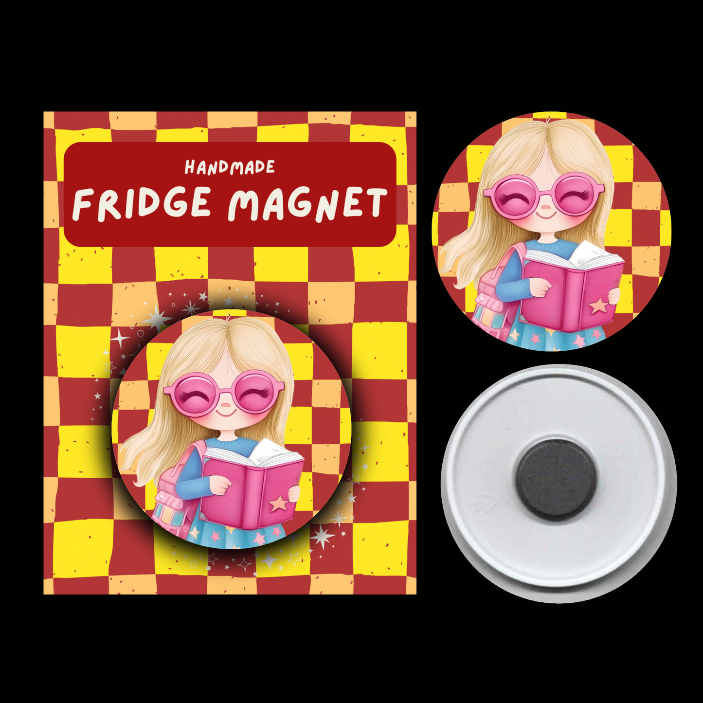 Character Fridge Magnets Brave & Bold – Watercolour Fantasy Collection (Red & Gold Theme)