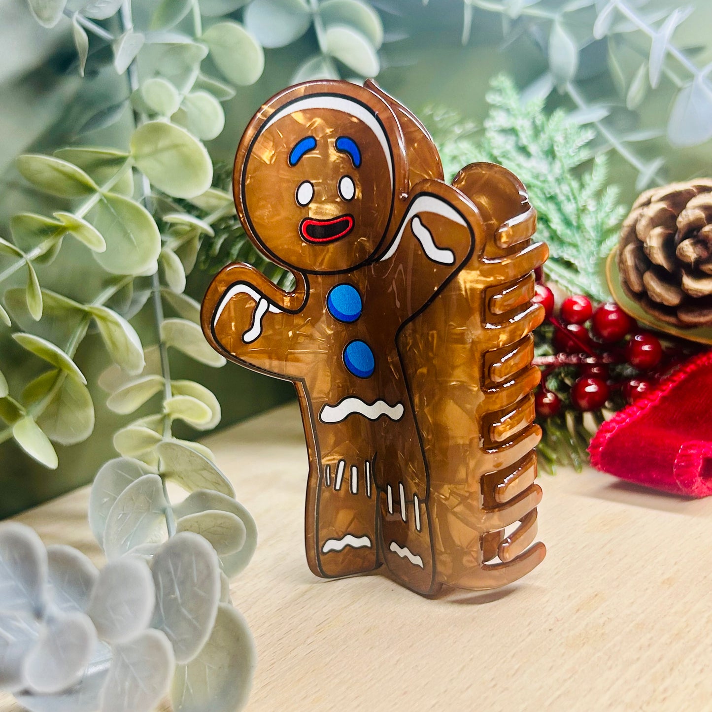 Gingerbread Man Hair Claw | Festive Hair Accessory | Christmas Hair Clip