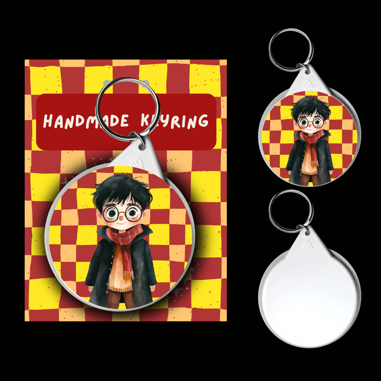 Character Keyrings Brave & Bold– Watercolour Fantasy Collection (Red & Gold Theme)