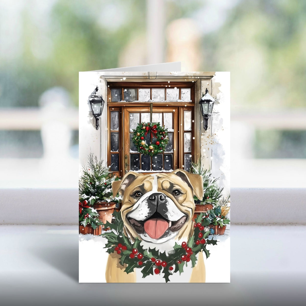 Paws at the Doors Christmas Card | Merry Christmas Greeting | Cute Dog Lover Card