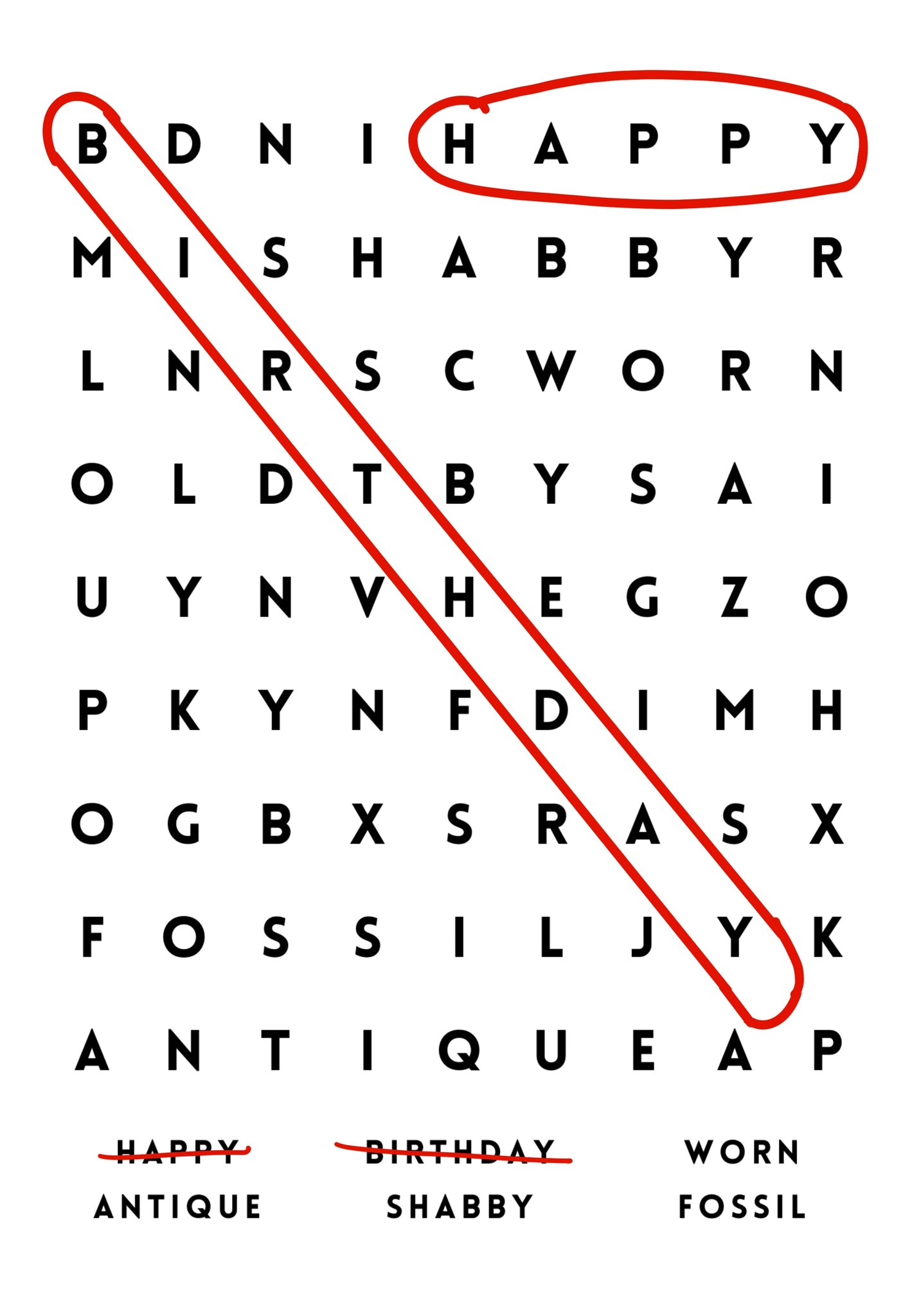 Word Search A5 Greetings Card