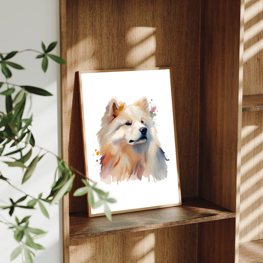 Samoyed A4 Art Print – Fluffy & Friendly Snow Dog Wall Art