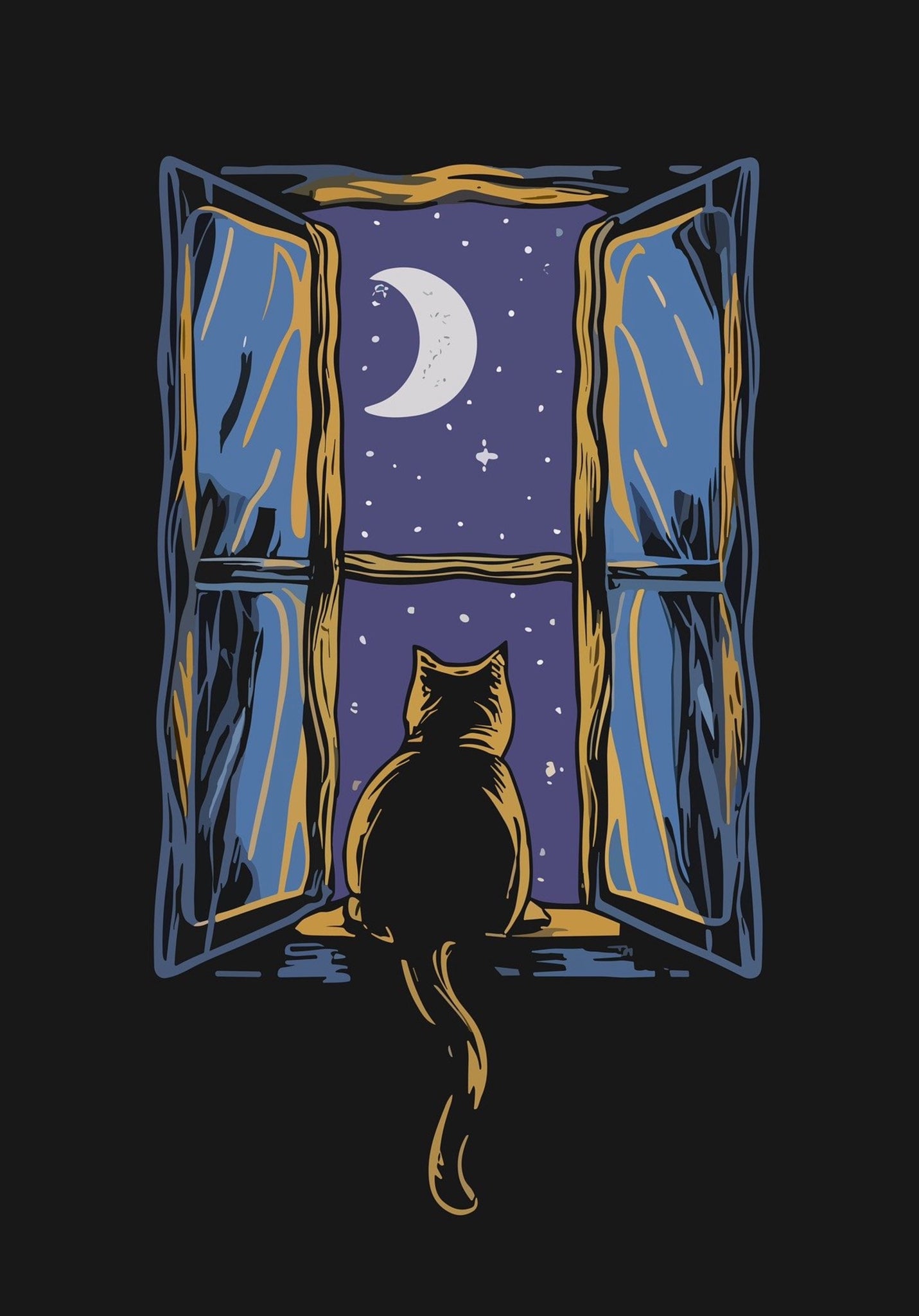Moon Gazing  A5 Greetings Card