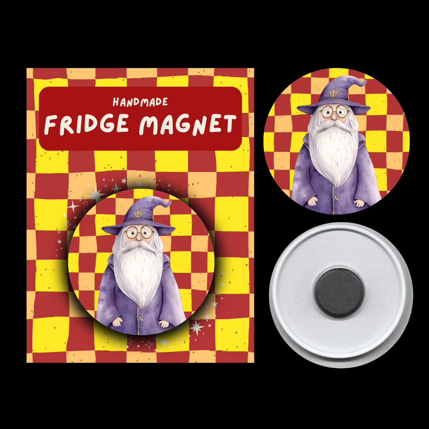 Character Fridge Magnets Brave & Bold – Watercolour Fantasy Collection (Red & Gold Theme)