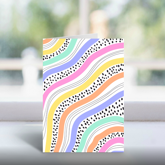 Pastel Waves Handmade A5 Greetings Card