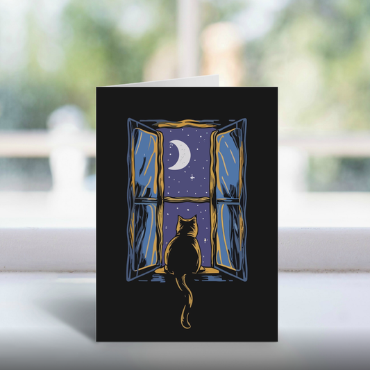 Moon Gazing  A5 Greetings Card