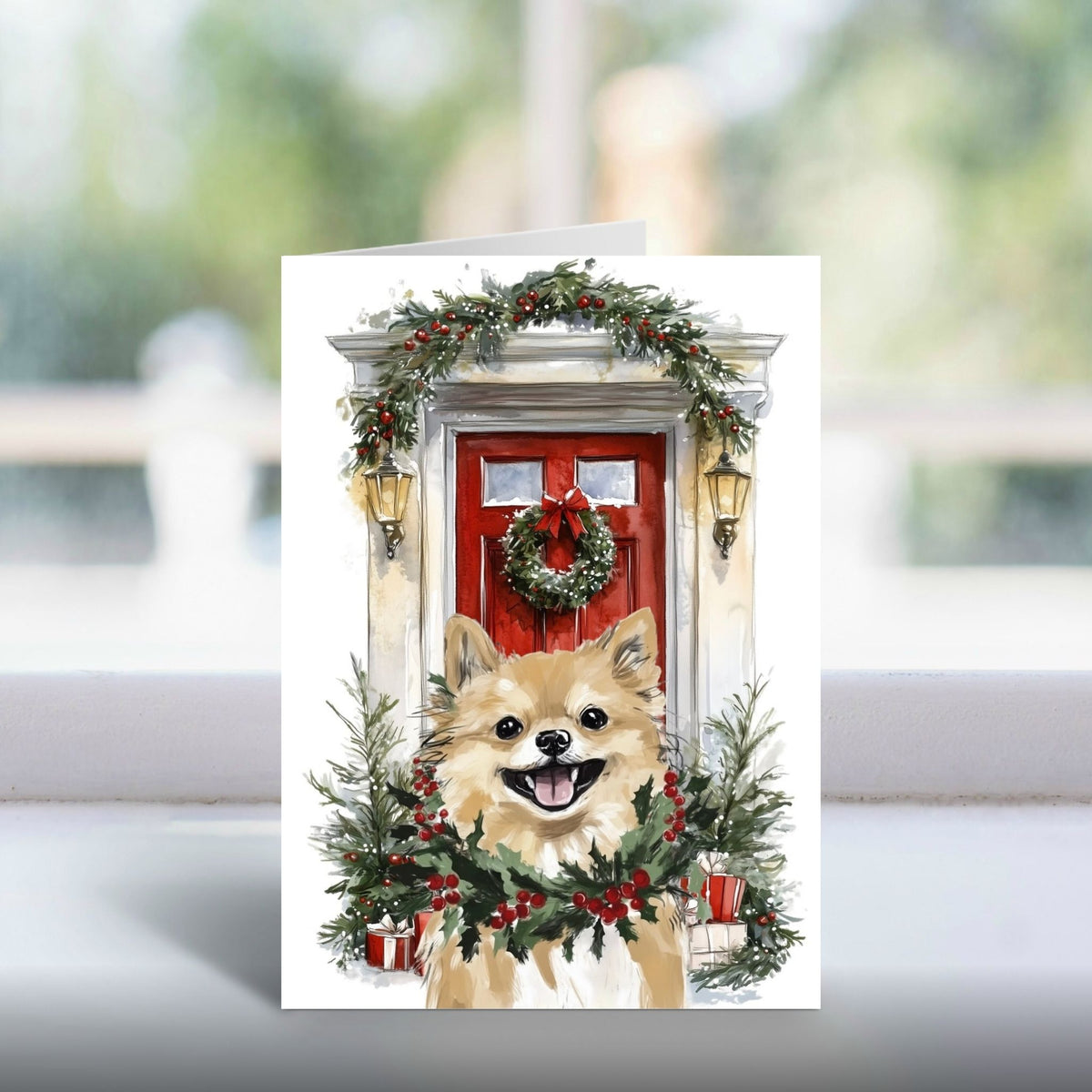 Paws at the Doors Christmas Card | Merry Christmas Greeting | Cute Dog Lover Card