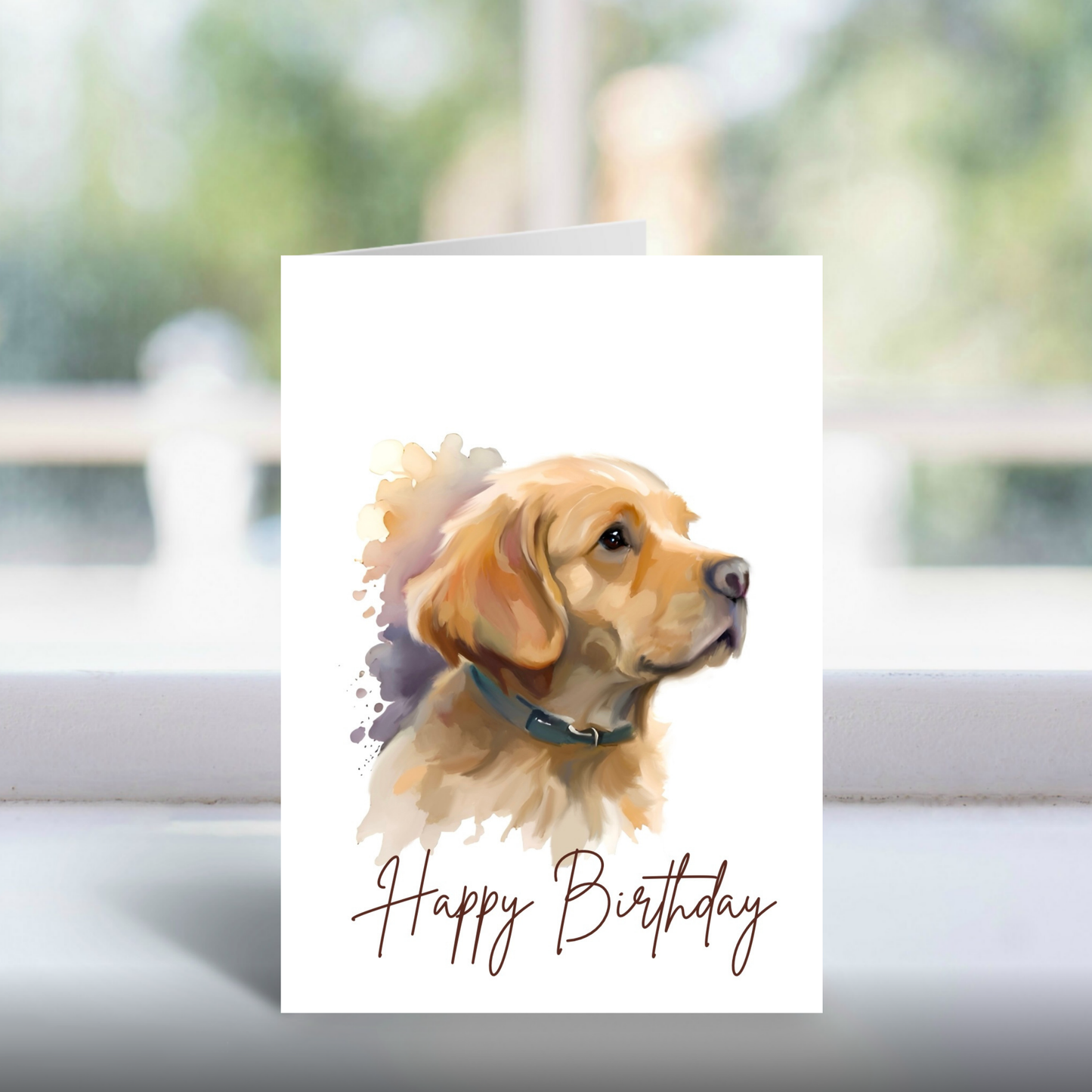 Gold Retriever Puppy | A5 Greetings Card | Happy Birthday
