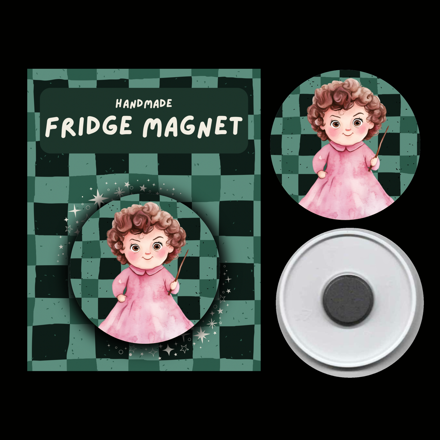 Character Fridge Magnets Cunning & Ambitious – Watercolour Fantasy Collection (Green & Black Theme)