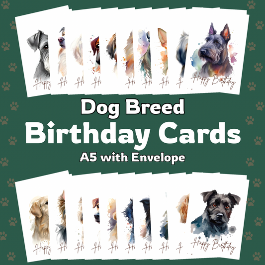 A5 Dog Breed Birthday Cards – Gift for Dog Lovers – Fun Greetings
