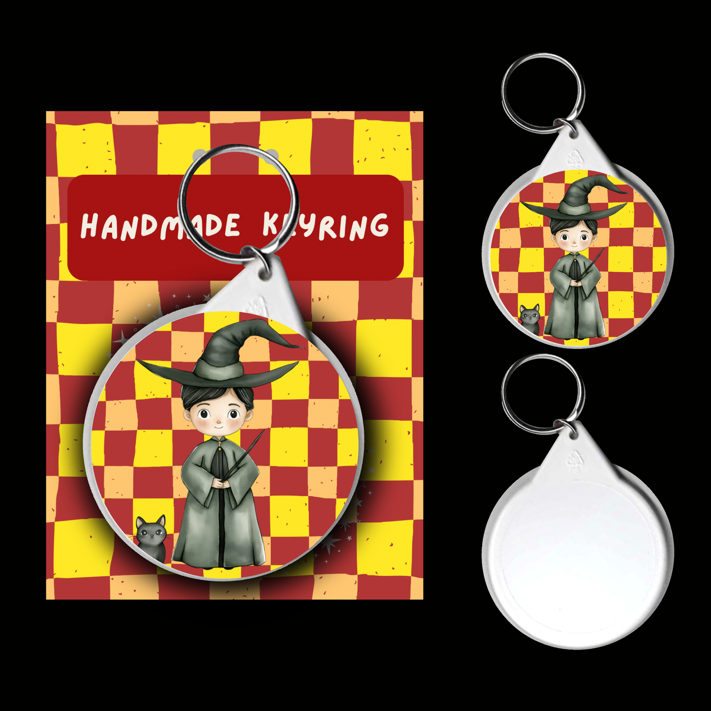 Character Keyrings Brave & Bold– Watercolour Fantasy Collection (Red & Gold Theme)