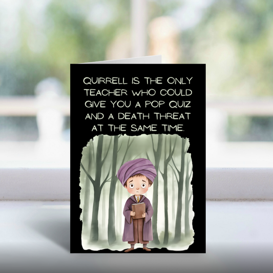 Funny Quirrell & Voldemort Card | Wizarding Meme Humour for Potter Fans