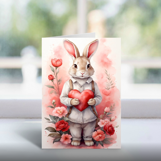 Bunny Heart A5 Greetings Card