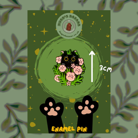 Clive The Bush Dweller - Black Botanical Cat Pin