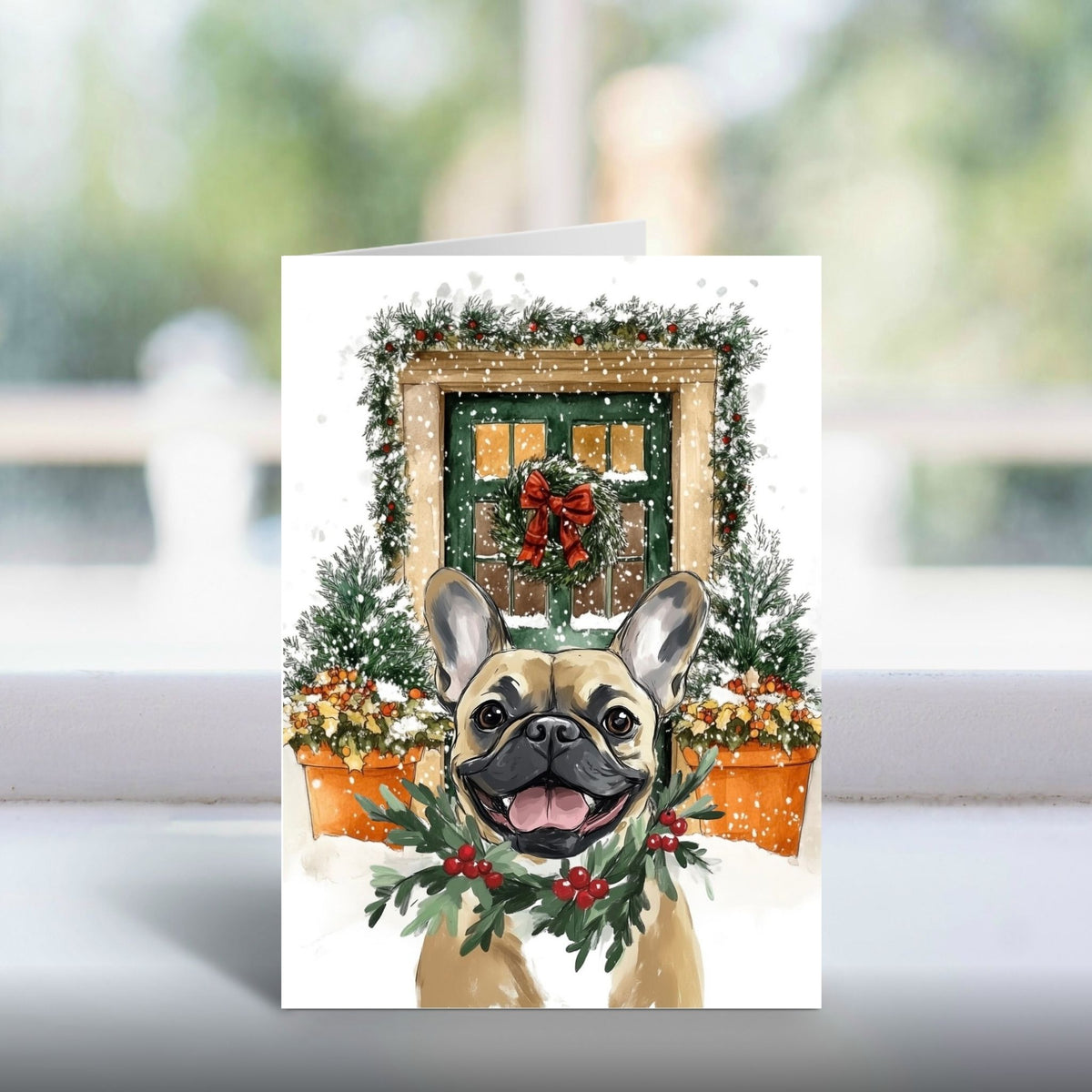 Paws at the Doors Christmas Card | Merry Christmas Greeting | Cute Dog Lover Card
