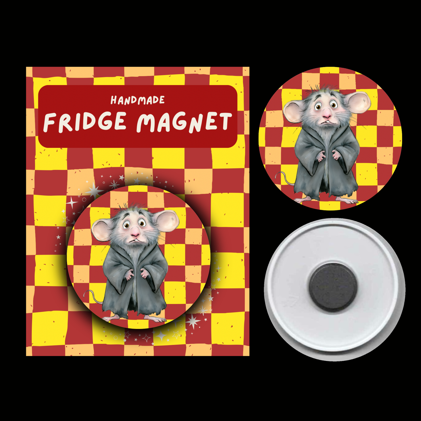 Character Fridge Magnets Brave & Bold – Watercolour Fantasy Collection (Red & Gold Theme)