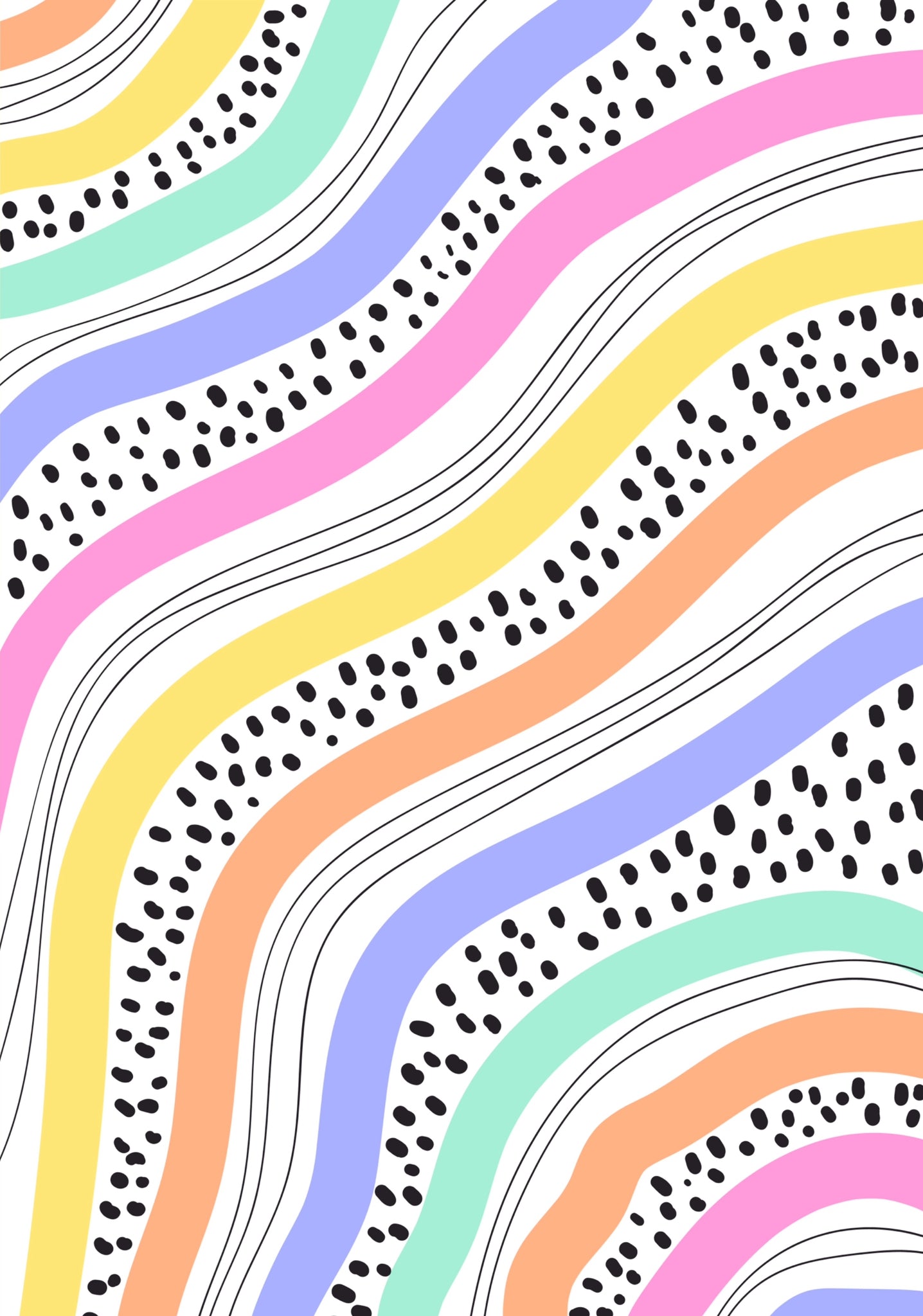 Pastel Waves Handmade A5 Greetings Card