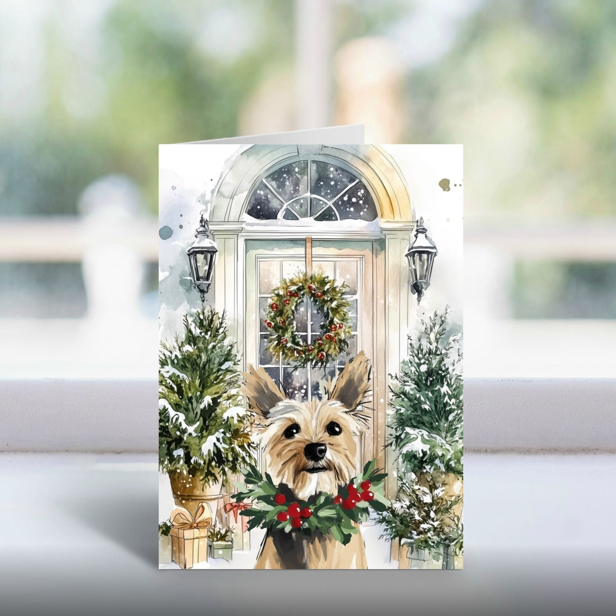 Paws at the Doors Christmas Card | Merry Christmas Greeting | Cute Dog Lover Card