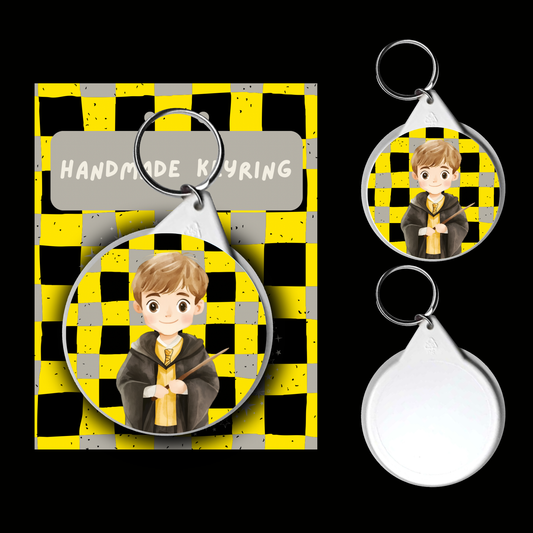 Character Keyrings Loyal & Kind – Watercolour Fantasy Collection (Yellow & Earthy Theme)