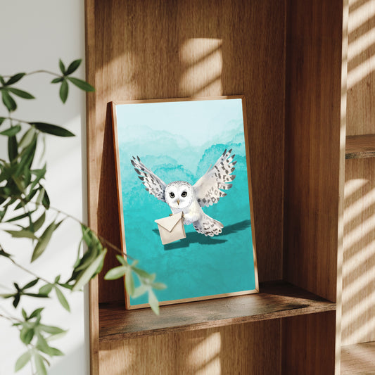 Loyal Snowy Companion – A4 Wizarding Art Print