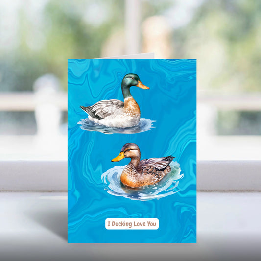 Ducking Love You Valentine Card Funny Duck Pun Love A5 Handmade UK